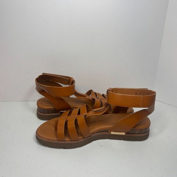 Franco Sarto Gladiator Brown Leather Comfort Strappy Sandals Adjustable Womens - Picture 6 of 9